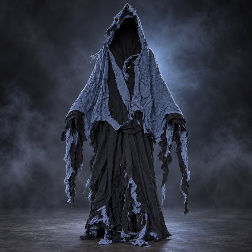 Sötét kísértet jelmez csuklyával – tépett Halloween jelmez