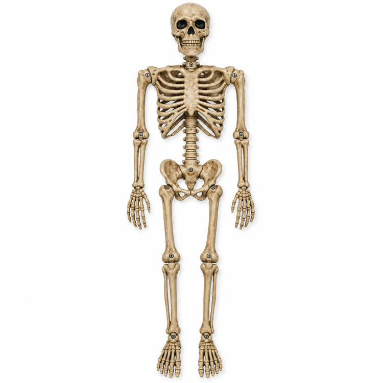 Halloween csontváz dekoráció 100 cm – mozgatható, antik csontszínű és fehér Halloween csontváz dekoráció 100 cm – mozgatható, antik csontszínű és fehér