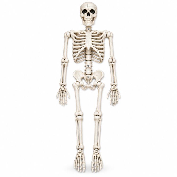 Halloween csontváz dekoráció 100 cm – mozgatható, antik csontszínű és fehér Halloween csontváz dekoráció 100 cm – mozgatható, antik csontszínű és fehér