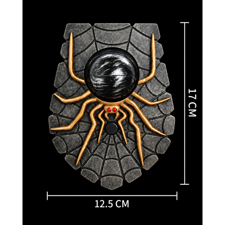 Halloween pók csengő óriás fekete szemmel – pókhálós falidísz 17 × 12,5 cm