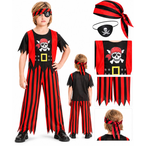 Kalóz gyerekjelmez piros-fekete – Halloween farsangi jelmez