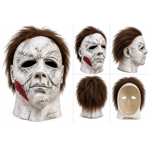 Michael Myers jellegű Halloween horror maszk műhajjal – felnőtt
