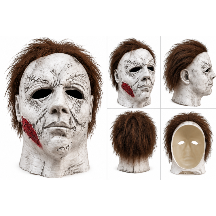 Michael Myers jellegű Halloween horror maszk műhajjal – felnőtt