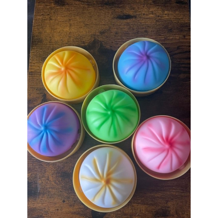 Dumpling Squishy RAINBOW– Buborék fújó Puha nyomkodható stresszoldó gőzgombóc