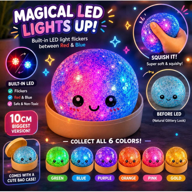 Dumpling Squishy – LED_es CSILLÁMOS Világító Puha nyomkodható stresszoldó gőzgombóc