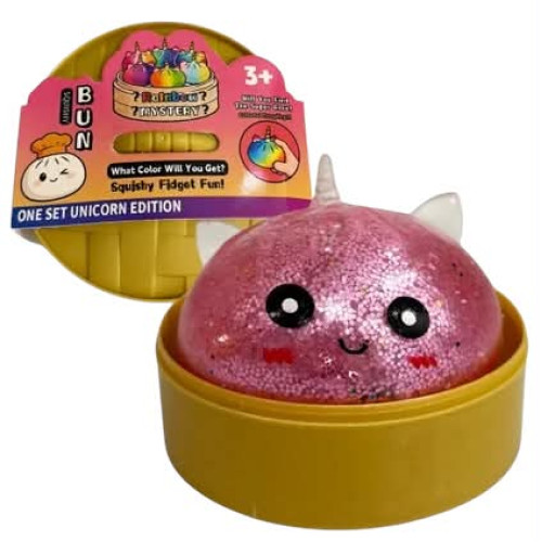 Dumpling Squishy – Puha nyomkodható LED-es stresszoldó gőzgombóc UNIKORNISOS  csillámos