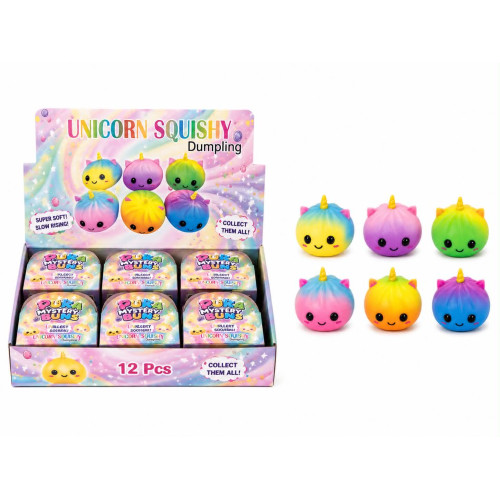 Dumpling Squishy – Puha nyomkodható stresszoldó gőzgombóc UNIKORNISOS  színátmenetes