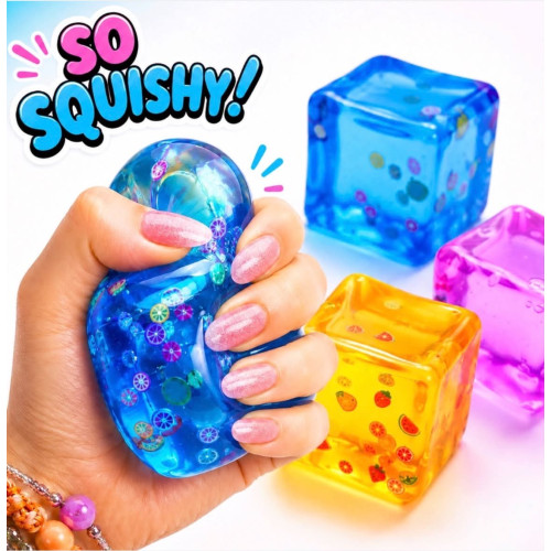 LED-es Jégkocka Squishy – nyomkodható stresszoldó dumpling kockajáték
