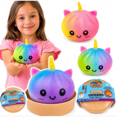 Dumpling Squishy – Puha nyomkodható stresszoldó gőzgombóc UNIKORNISOS  színátmenetes