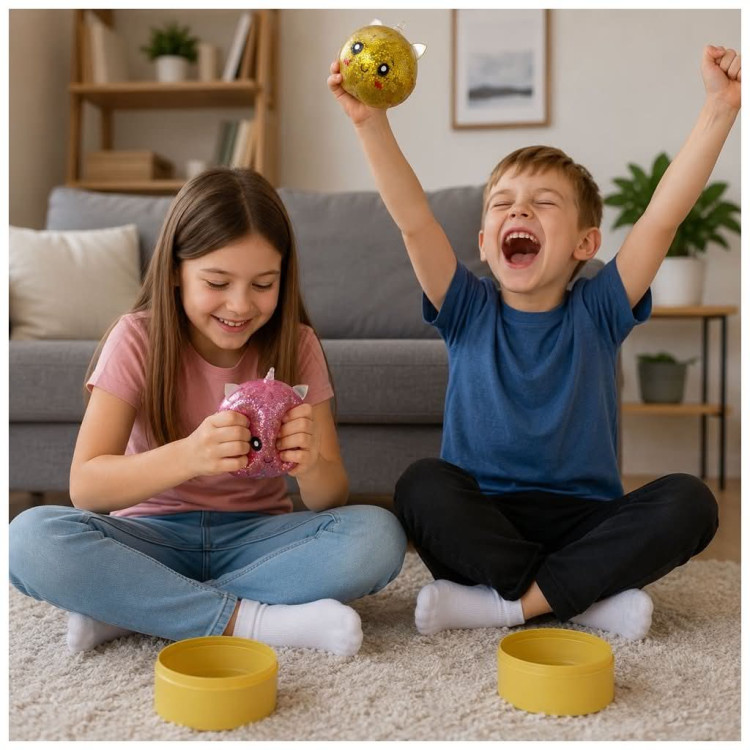 Dumpling Squishy – Puha nyomkodható LED-es stresszoldó gőzgombóc UNIKORNISOS  csillámos