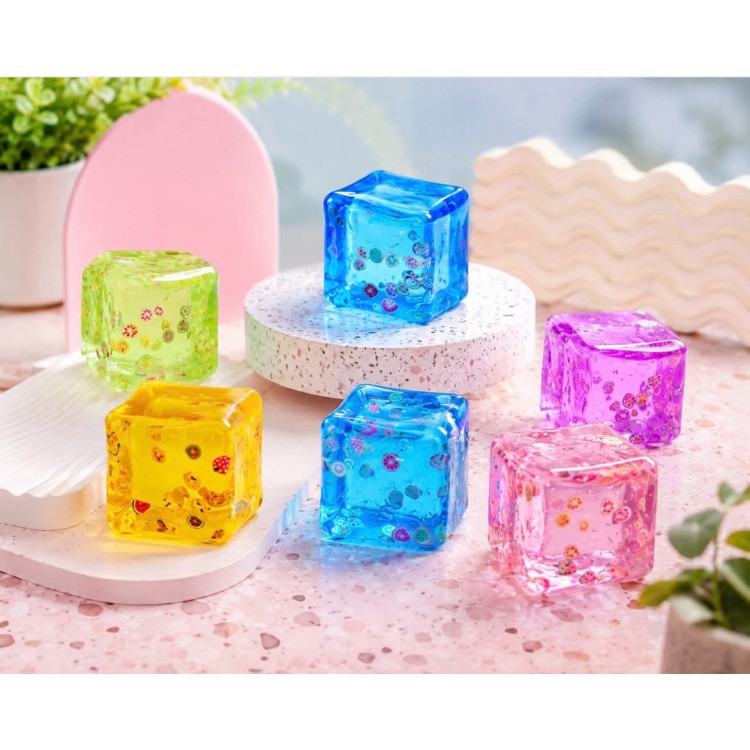 LED-es Jégkocka Squishy – nyomkodható stresszoldó dumpling kockajáték