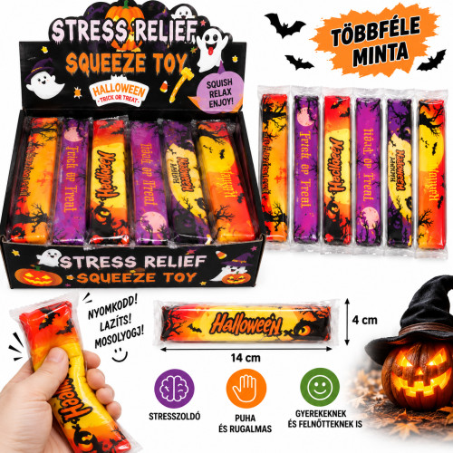 Halloween Squishy – Butter Squishy vaj formájú stresszoldó nyomkodható játék – többféle mintával
