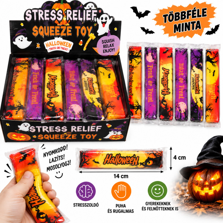 Halloween Squishy – Butter Squishy vaj formájú stresszoldó nyomkodható játék – többféle mintával Halloween Squishy – Butter Squishy vaj formájú stresszoldó nyomkodható játék – többféle mintával