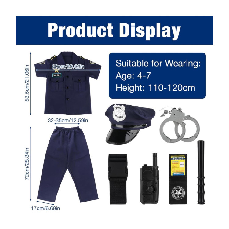 Rendőr Jelmez 8 db-os szett