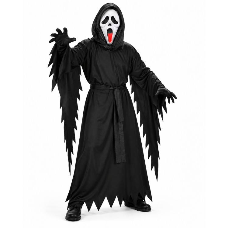 Sikoly maszkos felnőtt horror halloween  jelmez – fekete – S–L