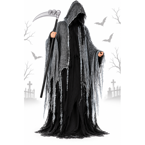 Sötét Szürke vagy Piros kísértet jelmez csuklyával – tépett Halloween jelmez