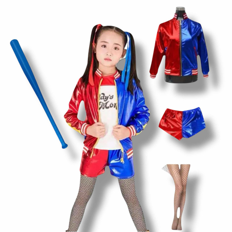 Harley Quinn Jelmez Szett Harisnyával Baseball Ütővel 10-12 éves méret