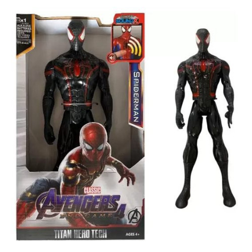 Fekete Pókember Marvel Avengers Bosszúállók Miles Morales hanggal és fénnyel 30cm  