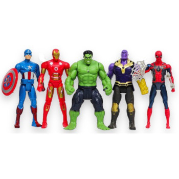 Pókember Hulk Vasember Thanos Amerika Kapitány LED-es 5 db Marvel Figura Szett  15 cm 