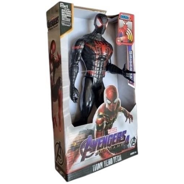 Fekete Pókember Marvel Avengers Bosszúállók Miles Morales hanggal és fénnyel 30cm Fekete Pókember Marvel Avengers Bosszúállók Miles Morales hanggal és fénnyel 30cm