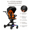 Abbybaby 360°-ban forgatható prémium babakocsi 0–4 éves korig – LED világítással, fekete-narancs