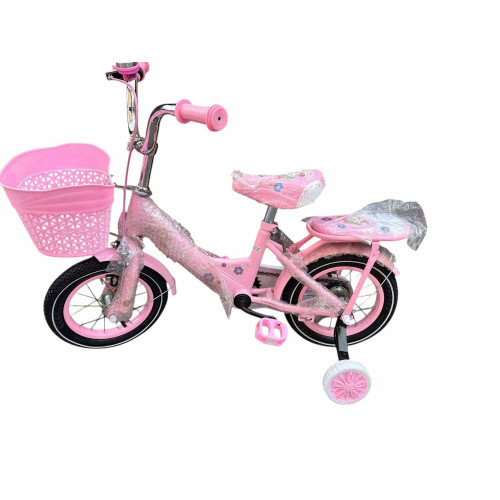 Kontrafékes Gyerek Kerékpár Lány Bicikli Kiegészítőkkel 14" RÓZSASZÍN