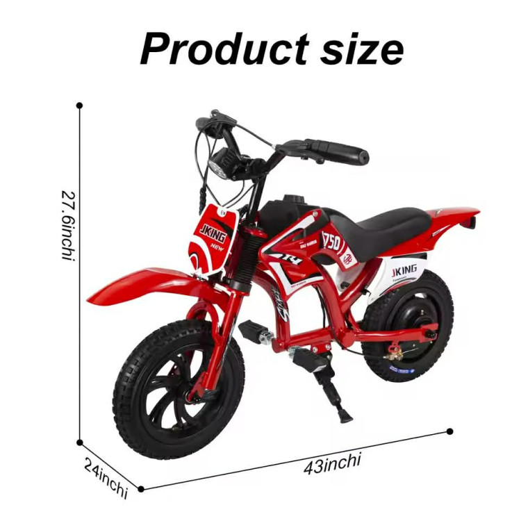 Gyerek cross motor stílusú kerékpár 12” 16" 20" – pótkerékkel, kulaccsal PIROS