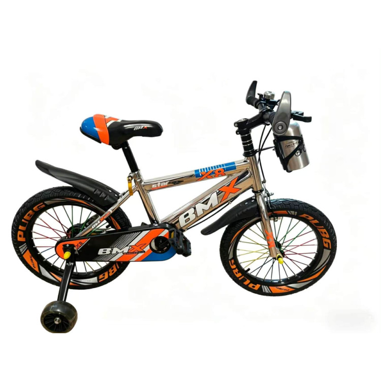 BMX X8 Gyerek bicikli Kulaccsal és Pótkerékkel EZÜST 16" BMX X8 Gyerek bicikli Kulaccsal és Pótkerékkel EZÜST 16"