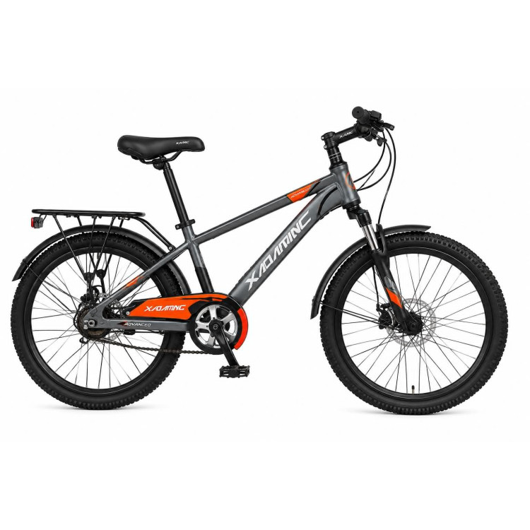 XIAOMING 20” Gyermek kerékpár – teleszkópos villa, tárcsafék, csomagtartó -PIROS