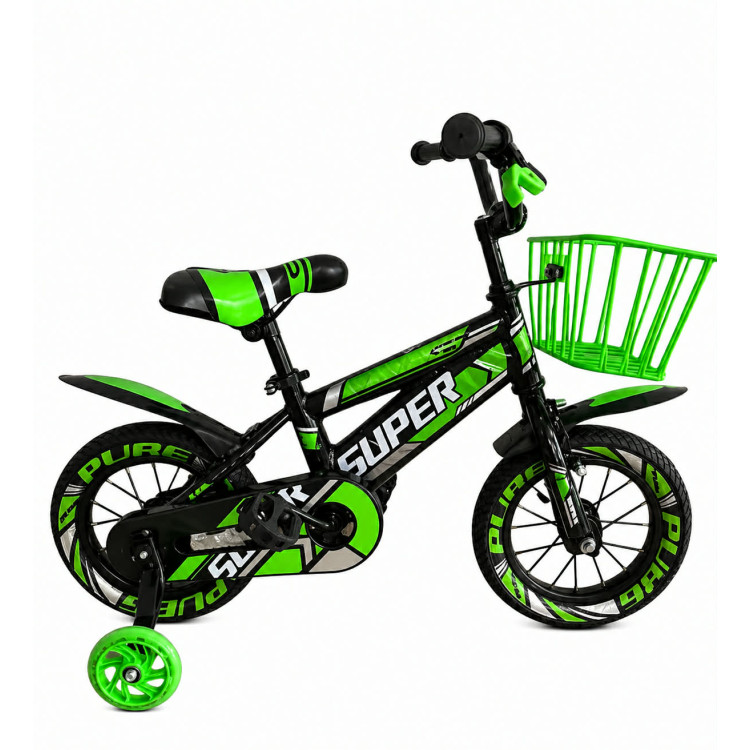 Kontrafékes Gyerek Kerékpár fiú Bicikli Kiegészítőkkel 12" ZÖLD