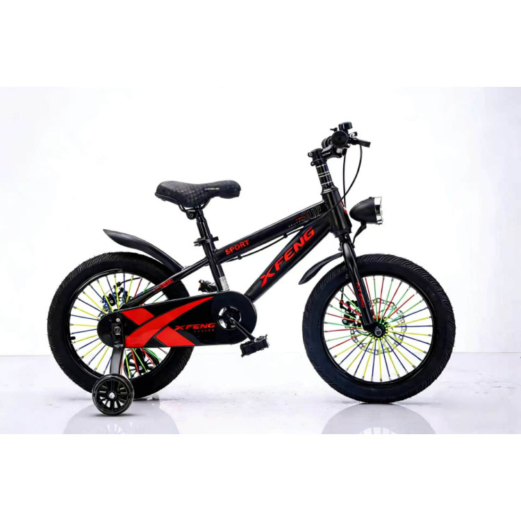 X Feng Sport Gyerek bicikli Lámpával és Pótkerékkel  PIROS 14" 16" 18"