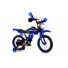 Gyerek cross motor stílusú kerékpár 16”–VILÁGÍTÓ FÉNYSZÓRÓVAL és HANGGAL kék