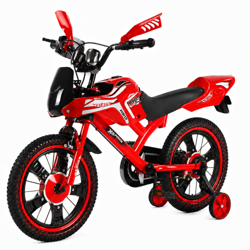 16 colos prémium Cross Moto gyermekkerékpár – különleges motoros kialakítással PIROS