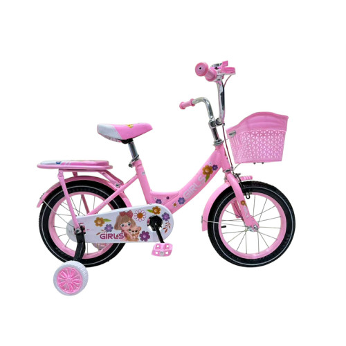 Kontrafékes Gyerek Kerékpár Lány Bicikli Kiegészítőkkel 14" RÓZSASZÍN