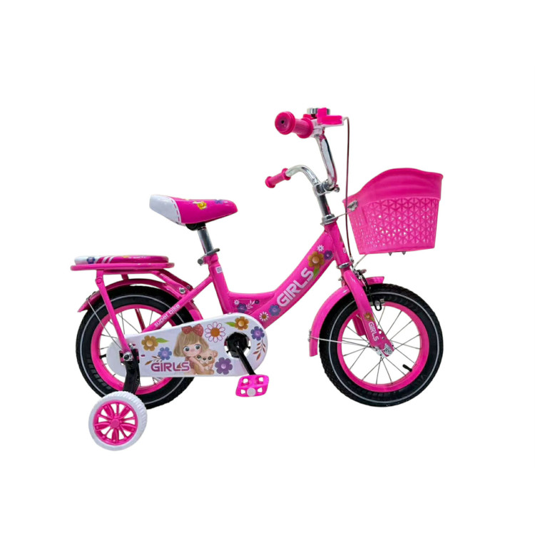 Kontrafékes Gyerek Kerékpár Lány Bicikli Kiegészítőkkel 14" PINK