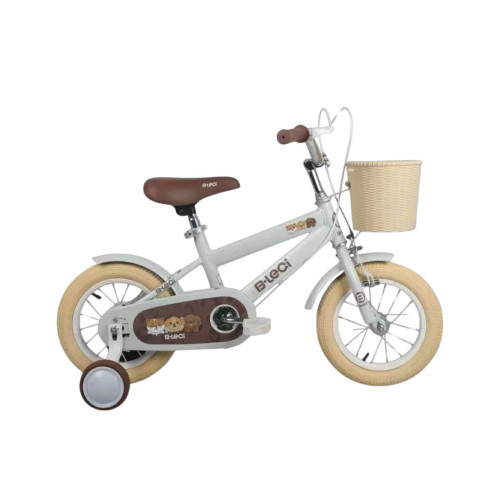 Bleci 12–16” Gyerek Bicikli Pótkerékkel és Kosárral – Szűrke