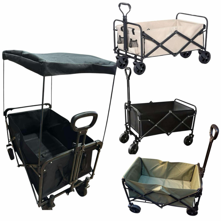 Összecsukható Strandkocsi Kézikocsi Horgászkocsi Tetővel 
