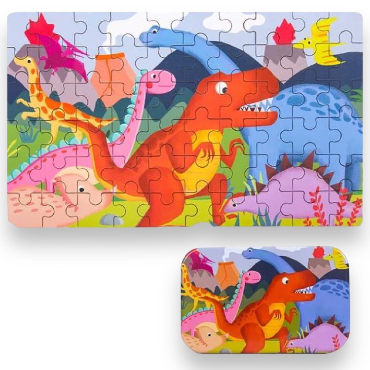 Fa Puzzle 60 db -Dinók Vulkán