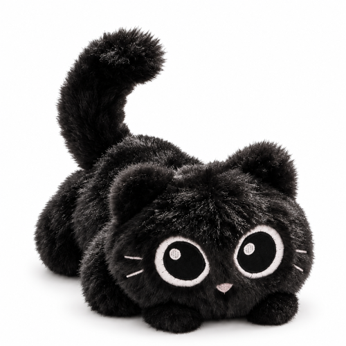Halloween fekete plüss cica – extra puha boszorkánycica 20 vagy 30 cm