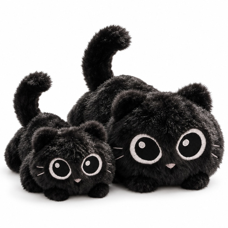 Halloween fekete plüss cica – extra puha boszorkánycica 20 vagy 30 cm Halloween fekete plüss cica – extra puha boszorkánycica 20 vagy 30 cm